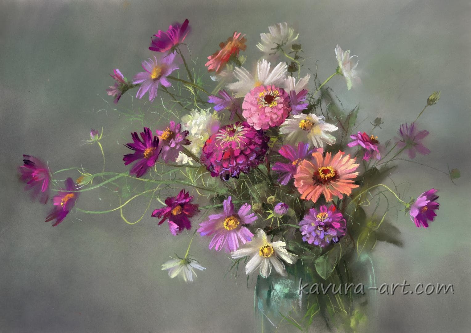 Cosmos and Zinnias